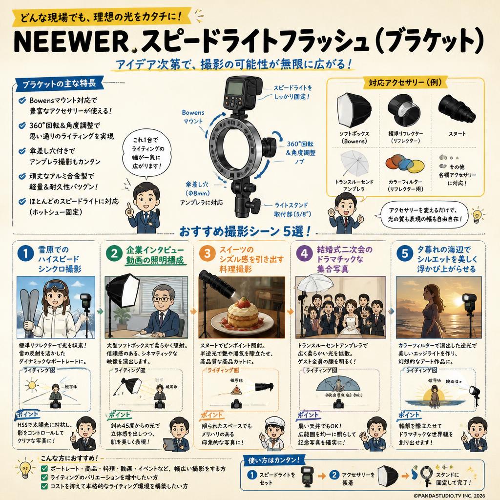 NEEWER Speedlight Flash (ブラケット） 用途
