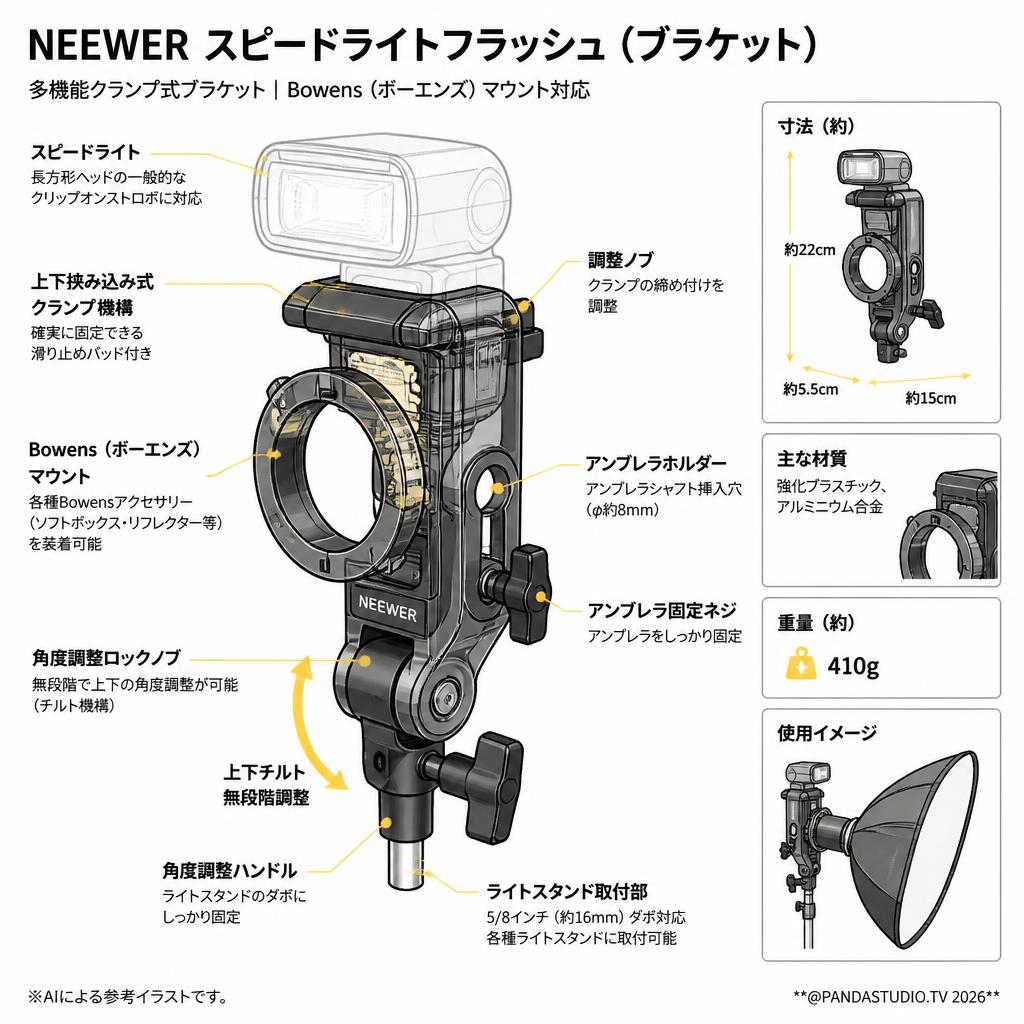 NEEWER Speedlight Flash (ブラケット） スペック