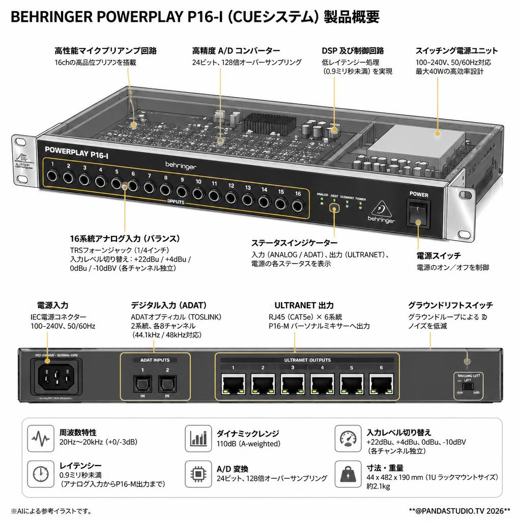 BEHRINGER POWERPLAY P16-I (CUEシステム) スペック