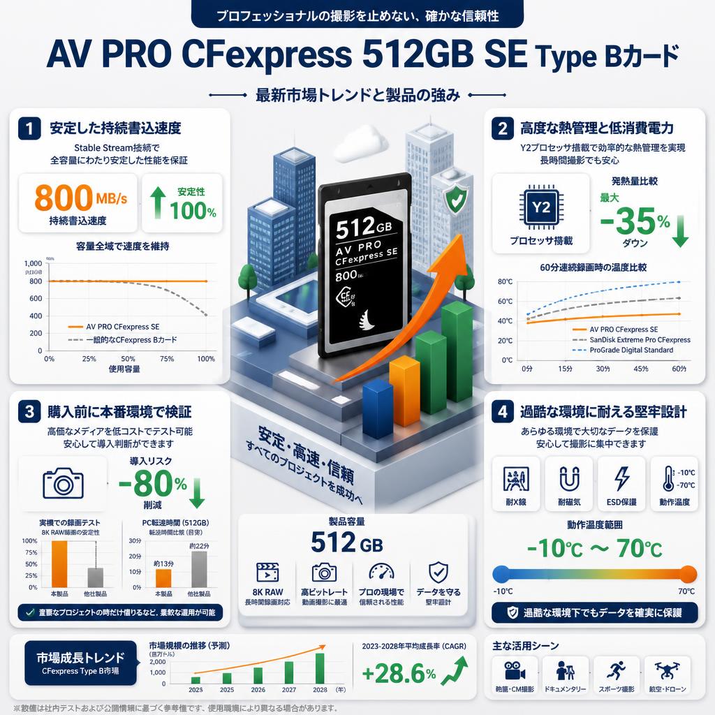 AV PRO CFexpress 512GB SE Type Bカード セールスポイント
