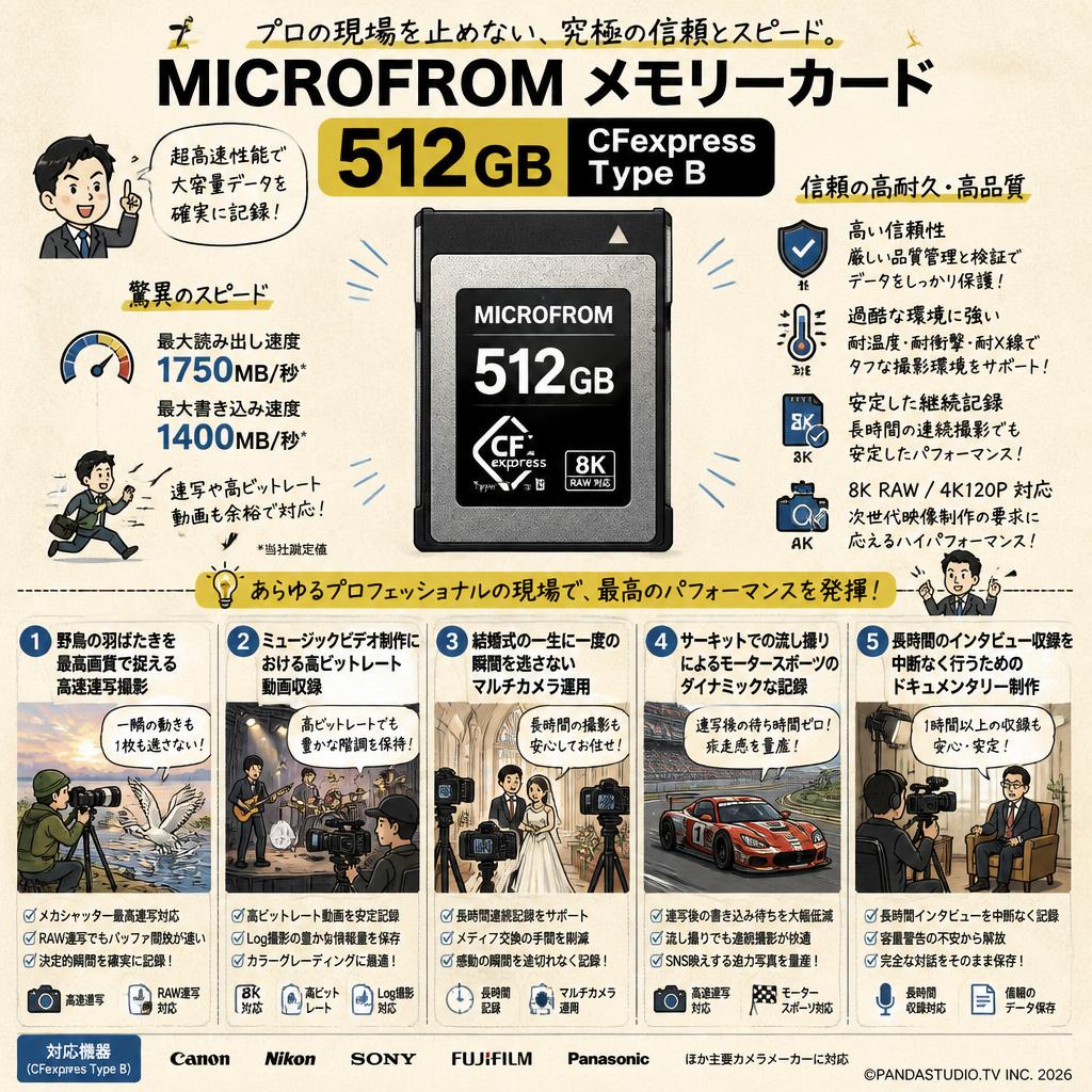 MICROFROM メモリーカード 512 GB (CFexpress Type B) 用途