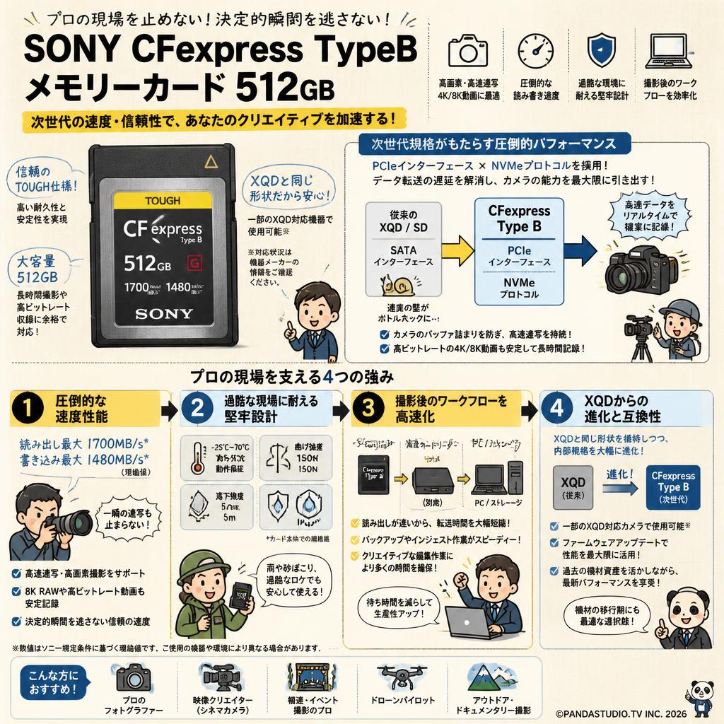 SONY CFexpress TypeBメモリーカード 512GB 概要