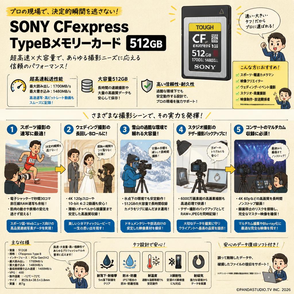 SONY CFexpress TypeBメモリーカード 512GB 用途