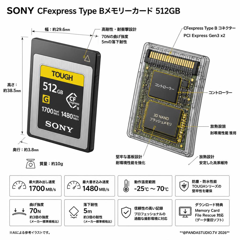 SONY CFexpress TypeBメモリーカード 512GB スペック