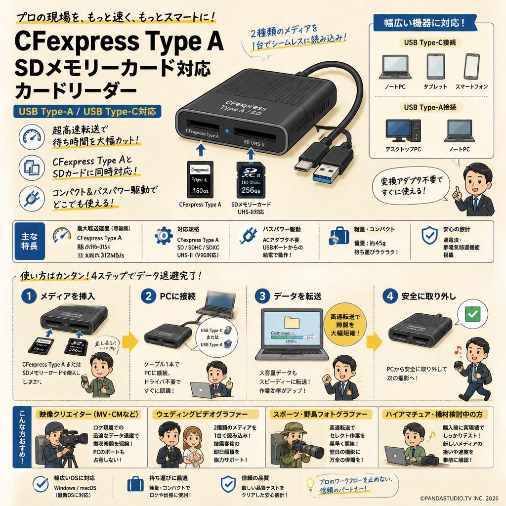 CFexpress Type A SDメモリーカード対応 カードリーダー USB Type-A / USB Type-C おもな対象のお客様