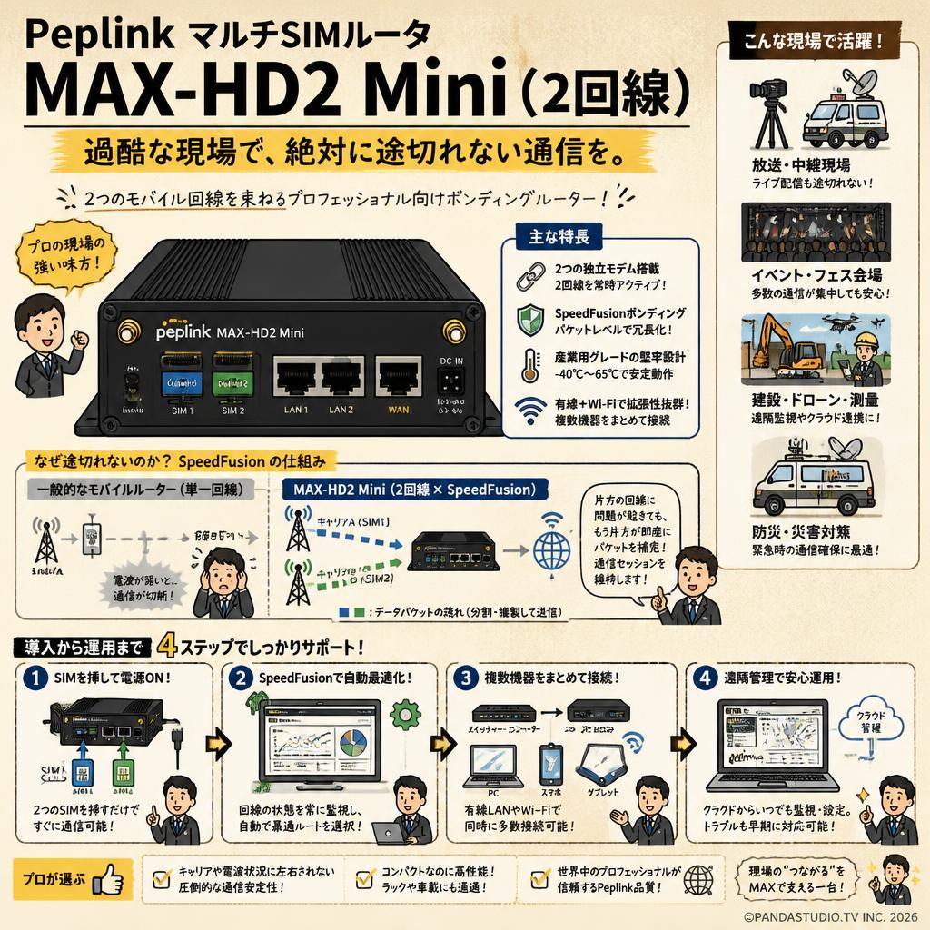 Peplink マルチSIMルータ MAX-HD2 Mini（2回線） 概要