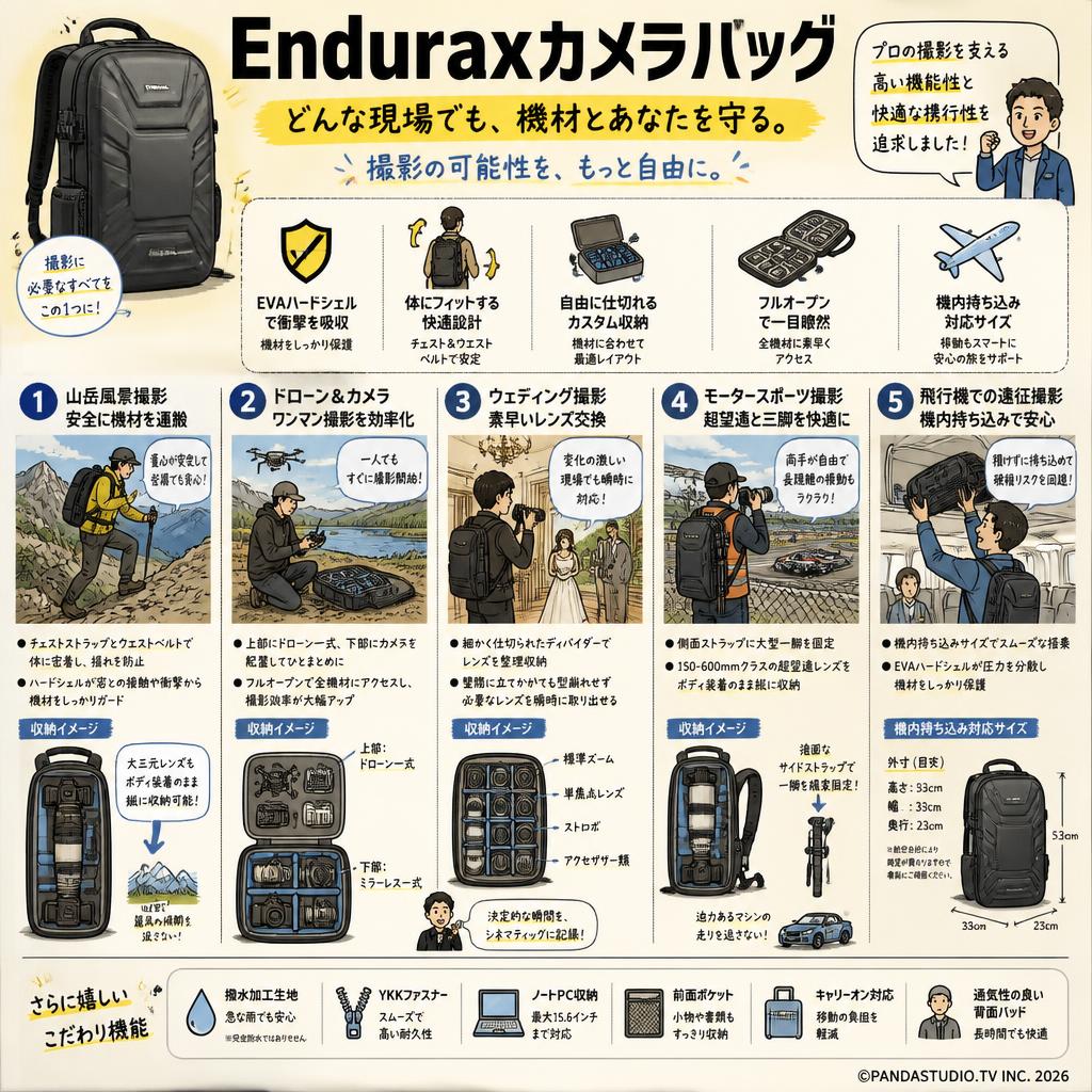 Enduraxカメラバッグ 用途