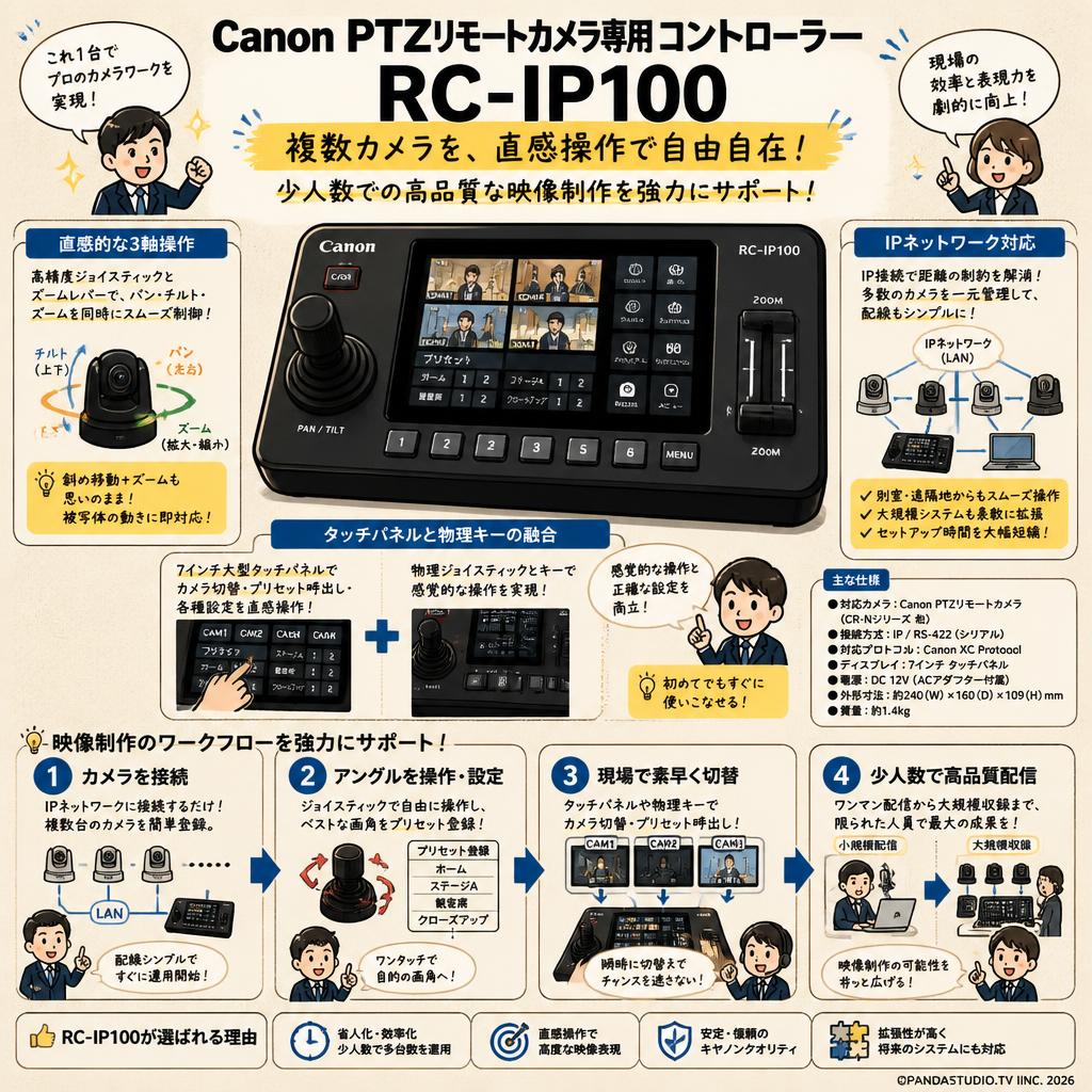 Canon PTZリモートカメラ専用 コントローラー RC-IP100 概要