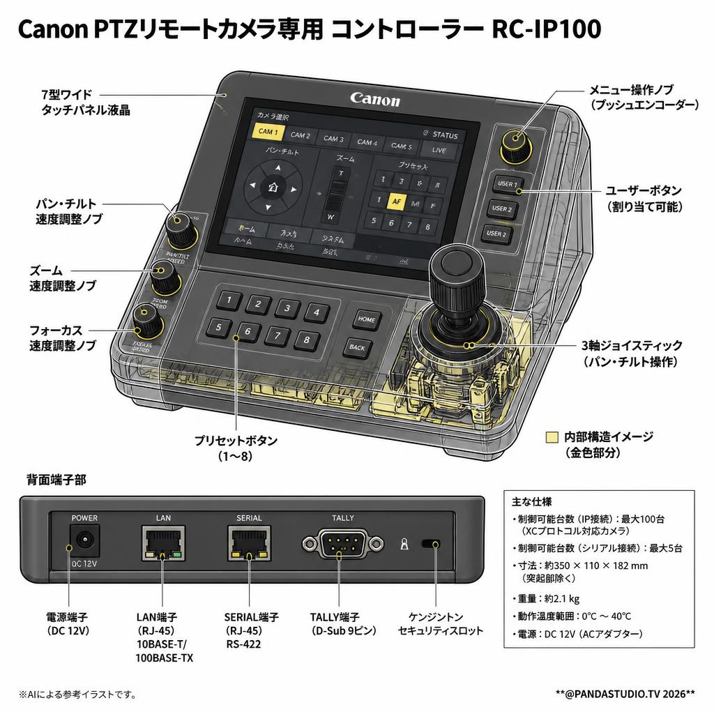 Canon PTZリモートカメラ専用 コントローラー RC-IP100 スペック