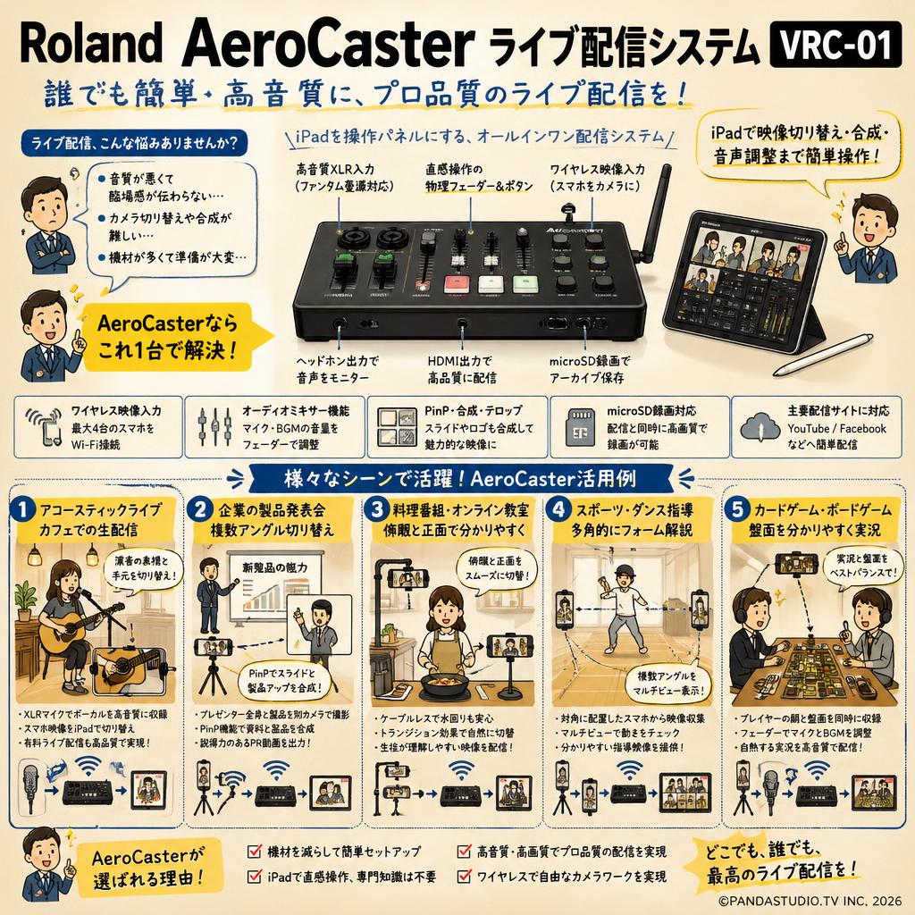 Roland AeroCaster Livestreaming System VRC-01 用途