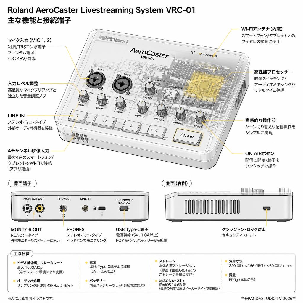 Roland AeroCaster Livestreaming System VRC-01 スペック