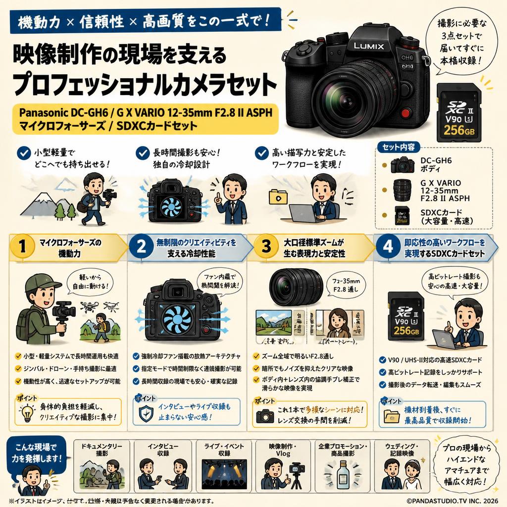 Panasonic DC-GH6 / G X VARIO 12-35mm F2.8 II ASPH マイクロフォーサーズ / SDXCカードセット 概要
