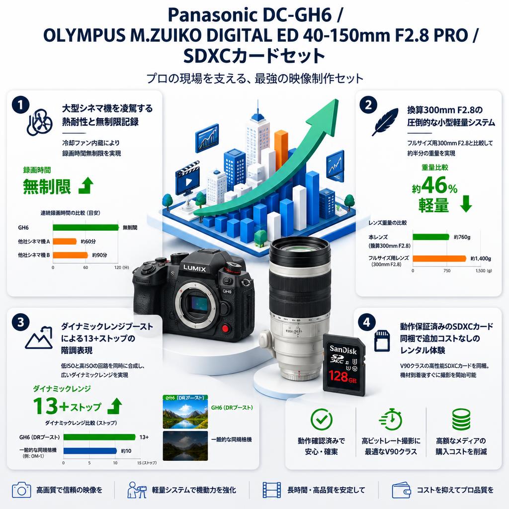 Panasonic DC-GH6 / OLYMPUS M.ZUIKO DIGITAL ED 40-150mm F2.8 PRO / SDXCカードセット セールスポイント