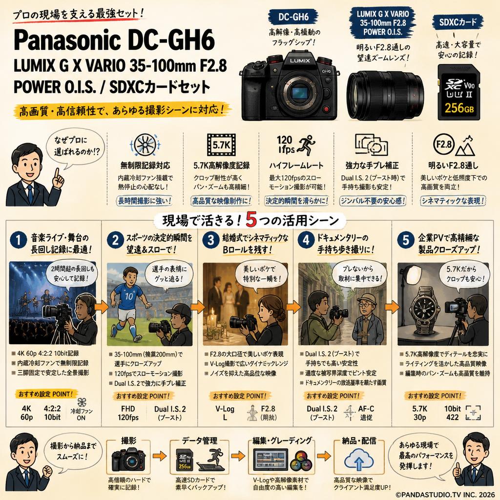Panasonic DC-GH6 / Panasonic LUMIX G X VARIO 35-100mm F2.8 POWER O.I.S. / SDXCカードセット 用途