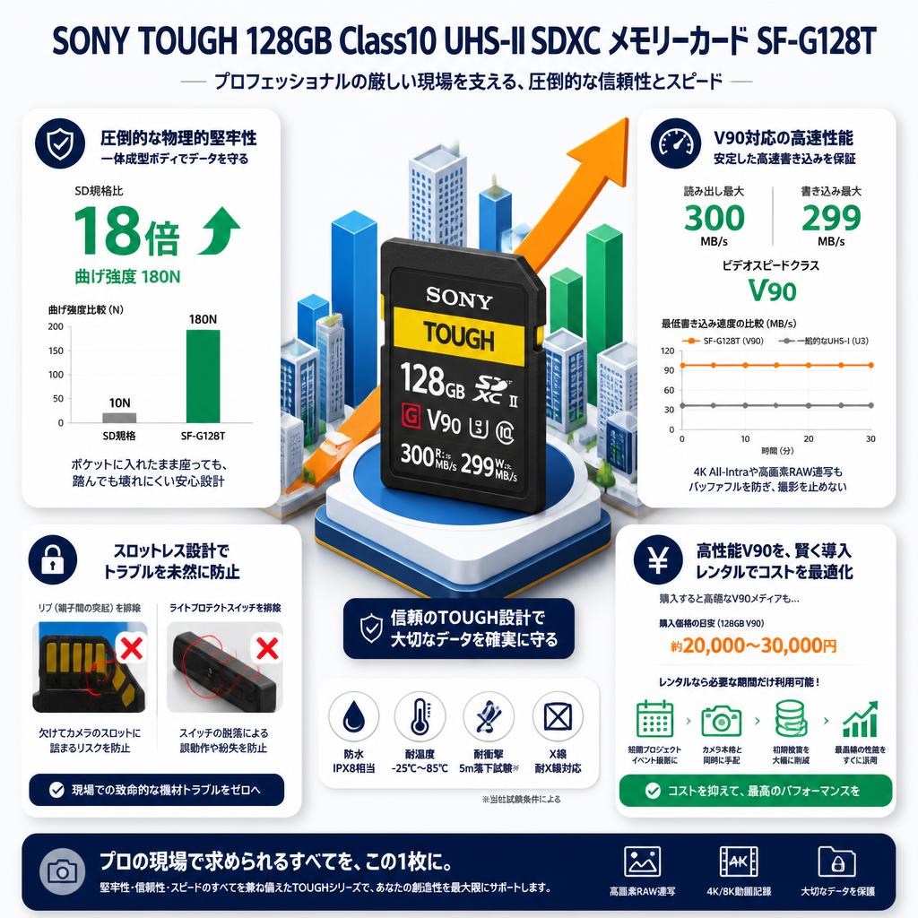 SONY  TOUGH 128GB Class10 UHS-II SDXC メモリーカード SF-G128T セールスポイント