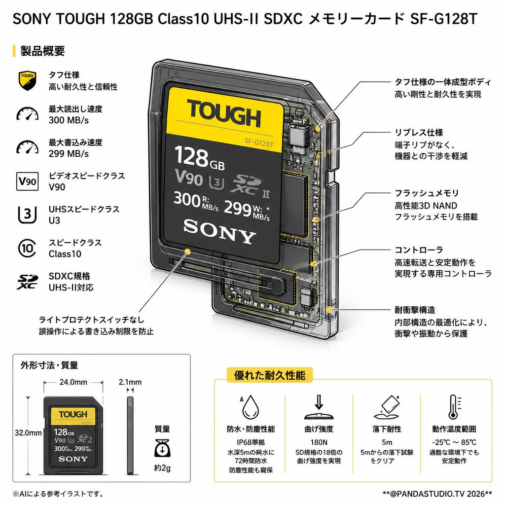 SONY  TOUGH 128GB Class10 UHS-II SDXC メモリーカード SF-G128T スペック