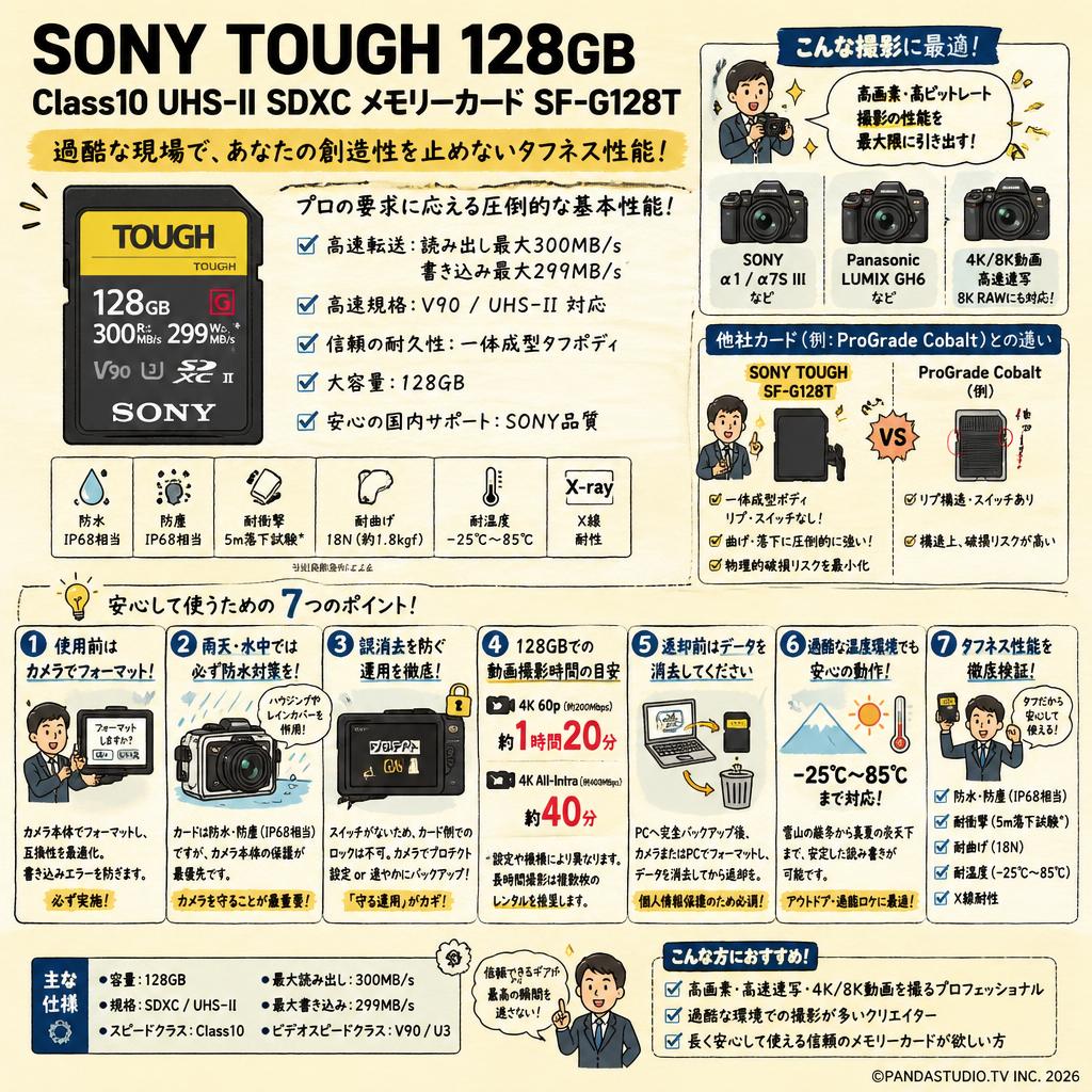 SONY  TOUGH 128GB Class10 UHS-II SDXC メモリーカード SF-G128T FAQ（よくある質問と答え）