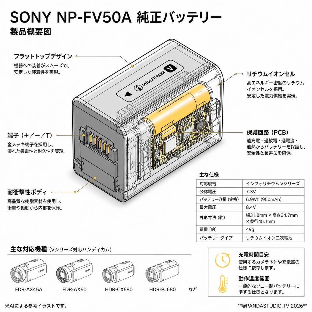 SONY NP-FV50A 純正バッテリー スペック