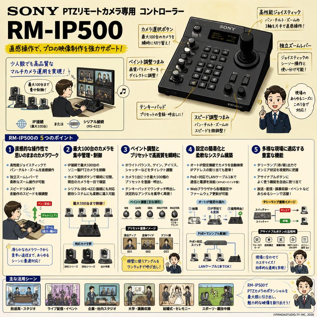 SONY PTZリモートカメラ専用 コントローラー RM-IP500 概要