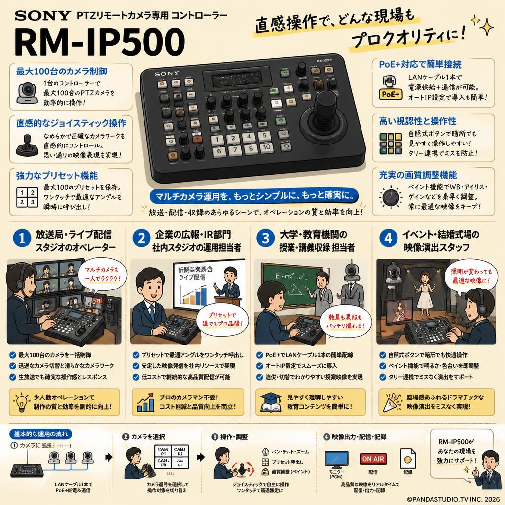SONY PTZリモートカメラ専用 コントローラー RM-IP500 おもな対象のお客様