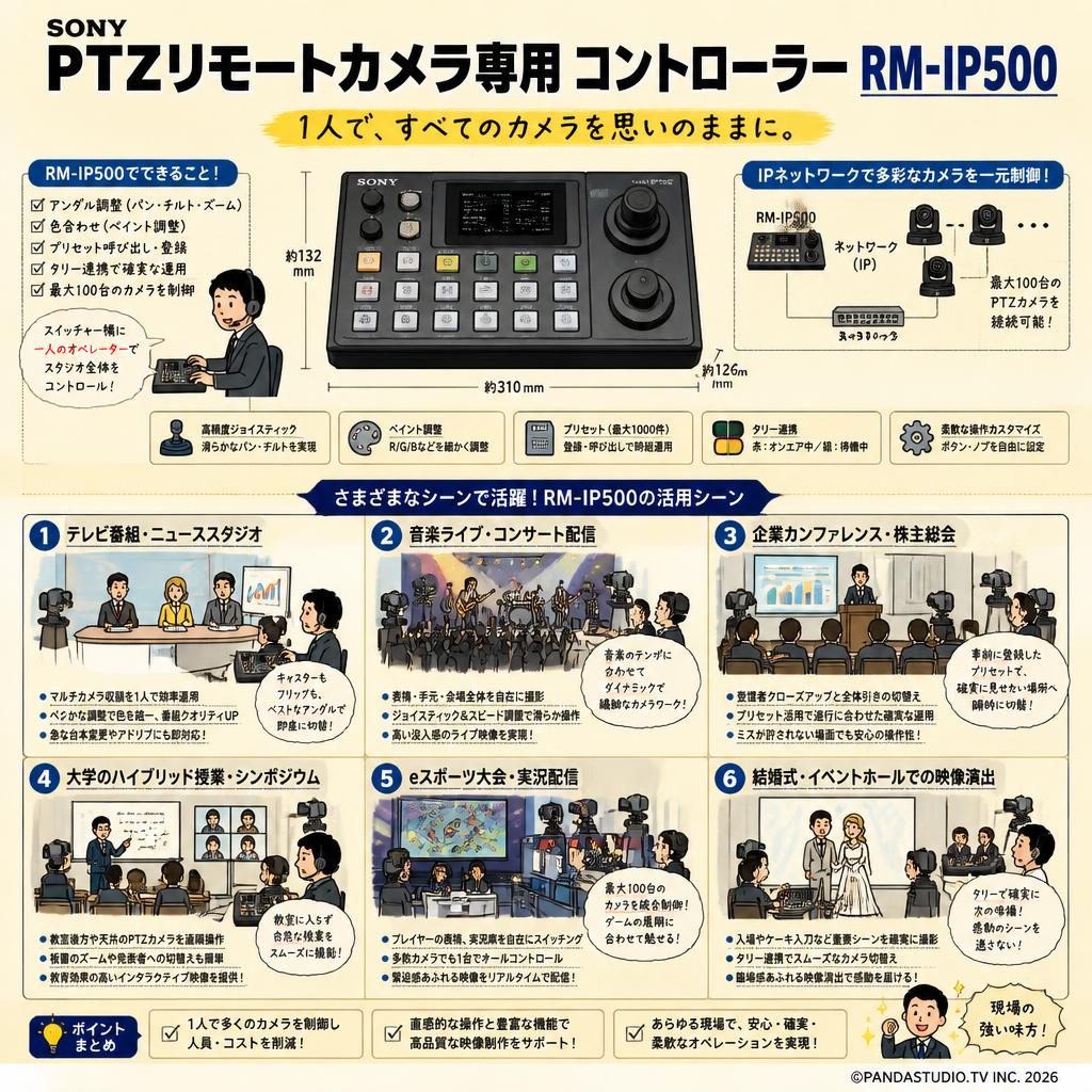 SONY PTZリモートカメラ専用 コントローラー RM-IP500 用途