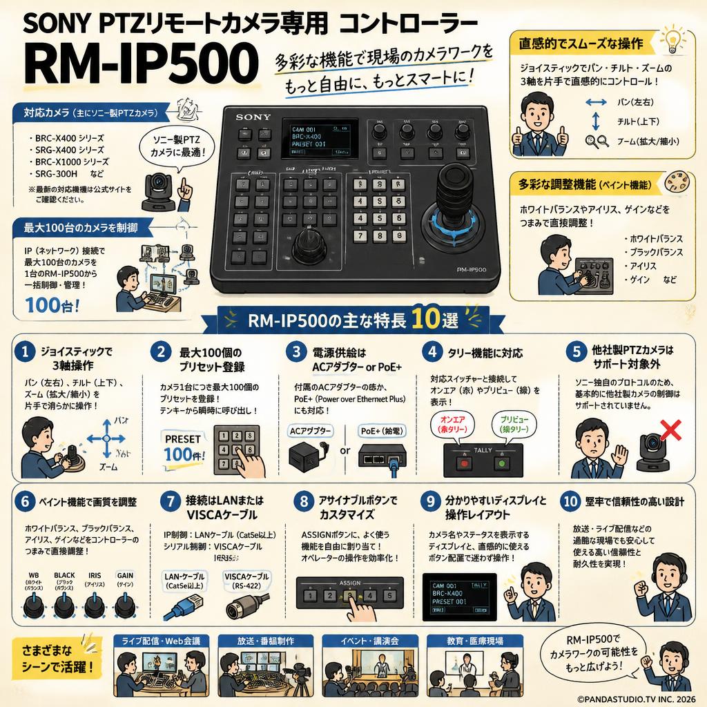 SONY PTZリモートカメラ専用 コントローラー RM-IP500 FAQ（よくある質問と答え）