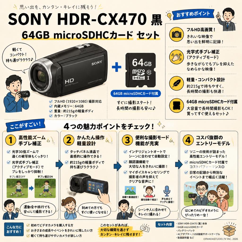 SONY HDR-CX470 黒 / 64GB microSDHCカード セット 概要
