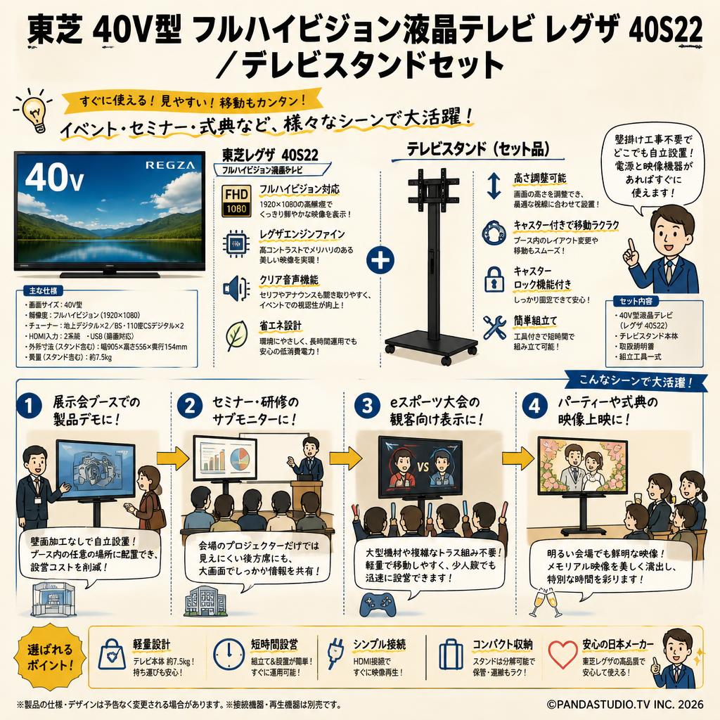 東芝 40V型 フルハイビジョン液晶テレビ レグザ 40S22 / テレビスタンドセット おもな対象のお客様
