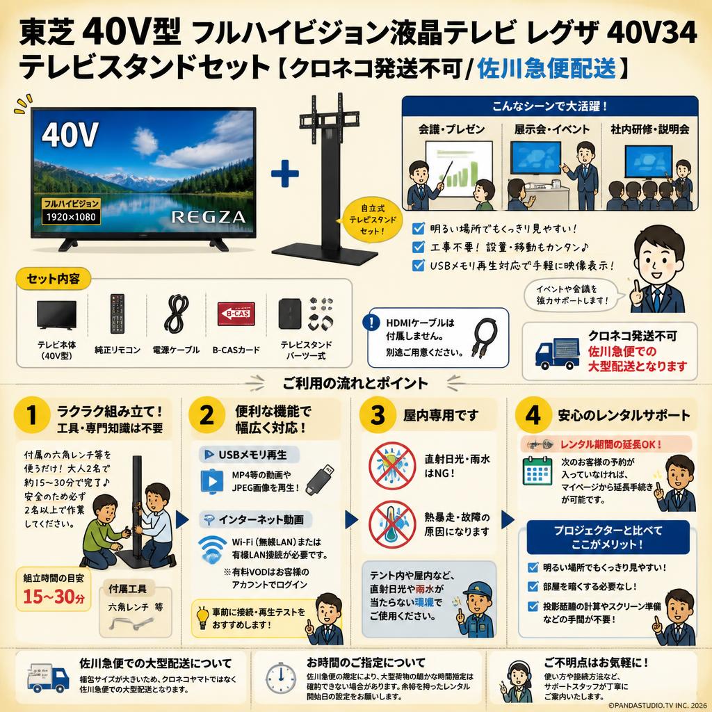 東芝 40V型 フルハイビジョン液晶テレビ レグザ 40V34 / テレビスタンドセット【クロネコ発送不可/佐川急便配送】 FAQ（よくある質問と答え）