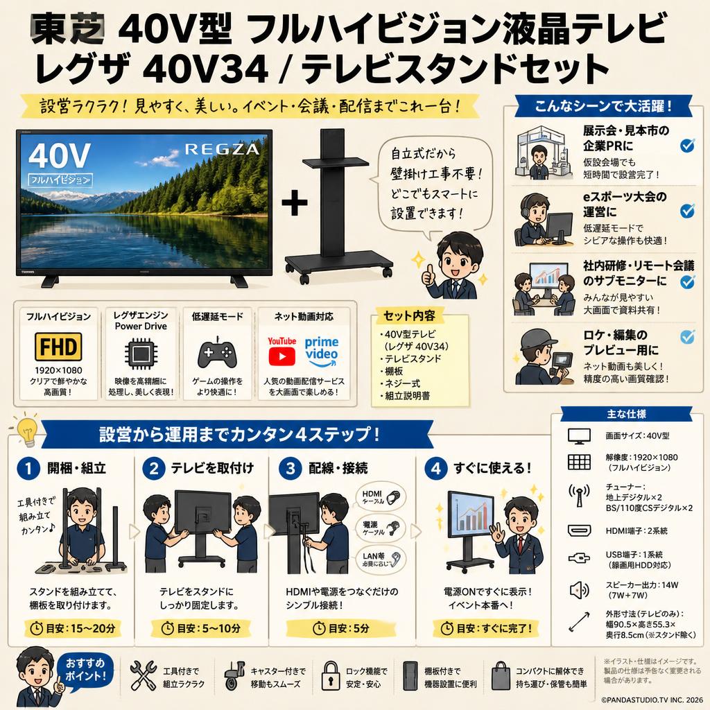 東芝 40V型 フルハイビジョン液晶テレビ レグザ 40V34 / テレビスタンドセット おもな対象のお客様