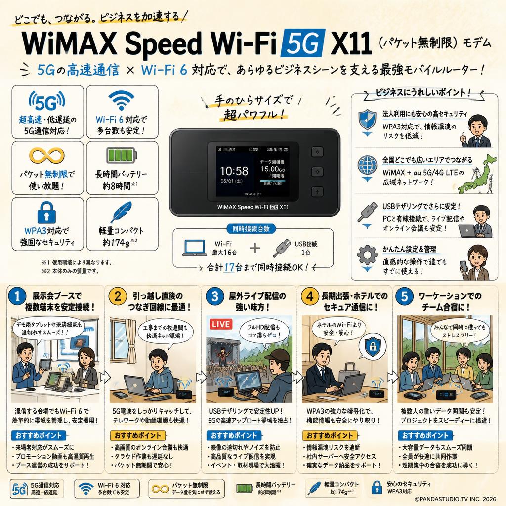 WiMAX Speed Wi-Fi 5G X11（パケット無制限）モデム 用途