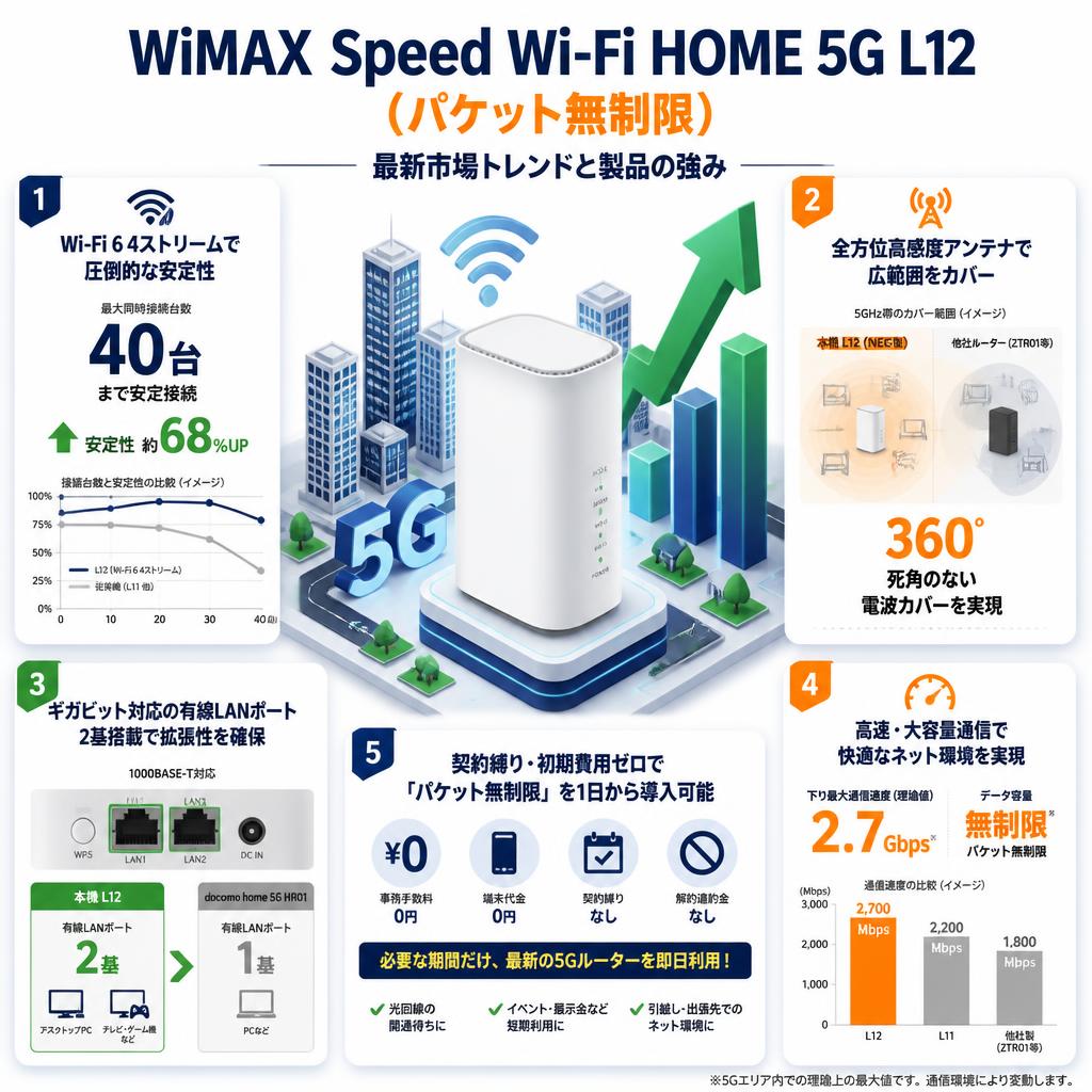 WiMAX Speed Wi-Fi HOME 5G L12（パケット無制限） セールスポイント