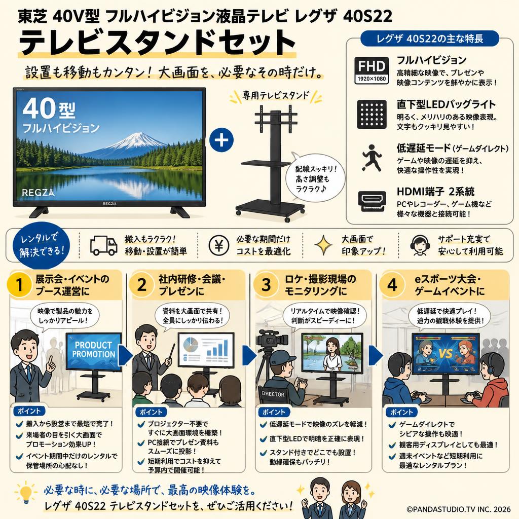 東芝 40V型 フルハイビジョン液晶テレビ レグザ 40S22 / テレビスタンドセット おもな対象のお客様