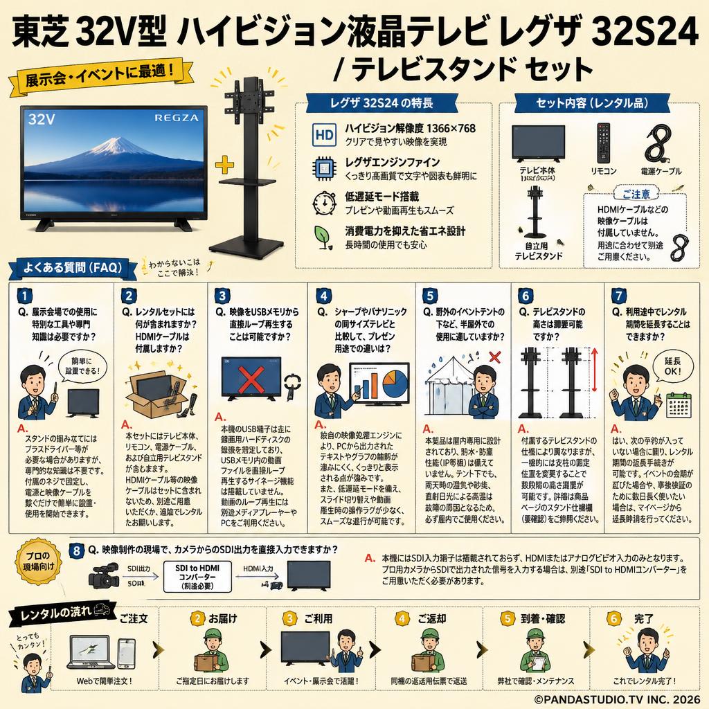東芝 32V型 ハイビジョン液晶テレビ レグザ 32S24 / テレビスタンド セット FAQ（よくある質問と答え）