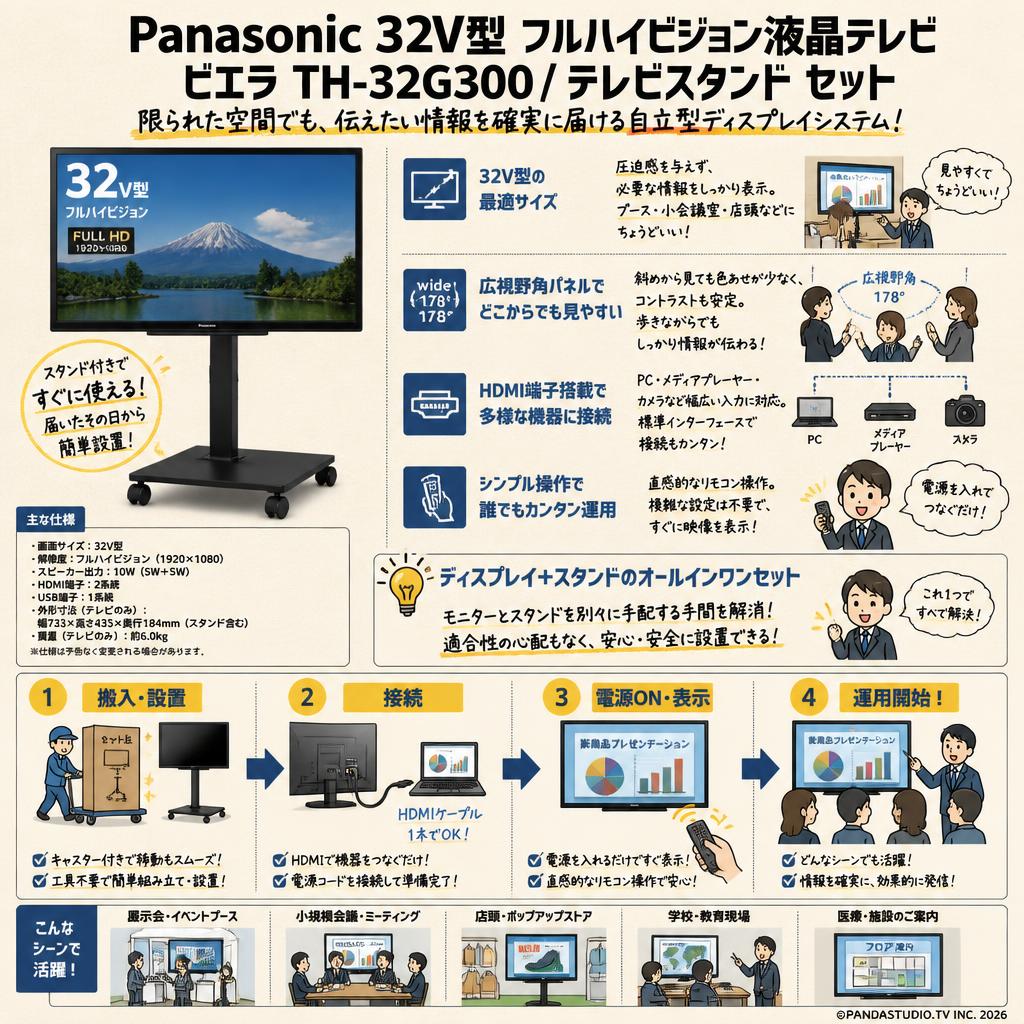 Panasonic 32V型 フルハイビジョン液晶テレビ ビエラ TH-32G300 / テレビスタンド セット 概要