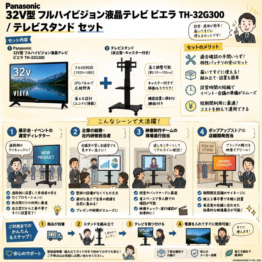 Panasonic 32V型 フルハイビジョン液晶テレビ ビエラ TH-32G300 / テレビスタンド セット おもな対象のお客様