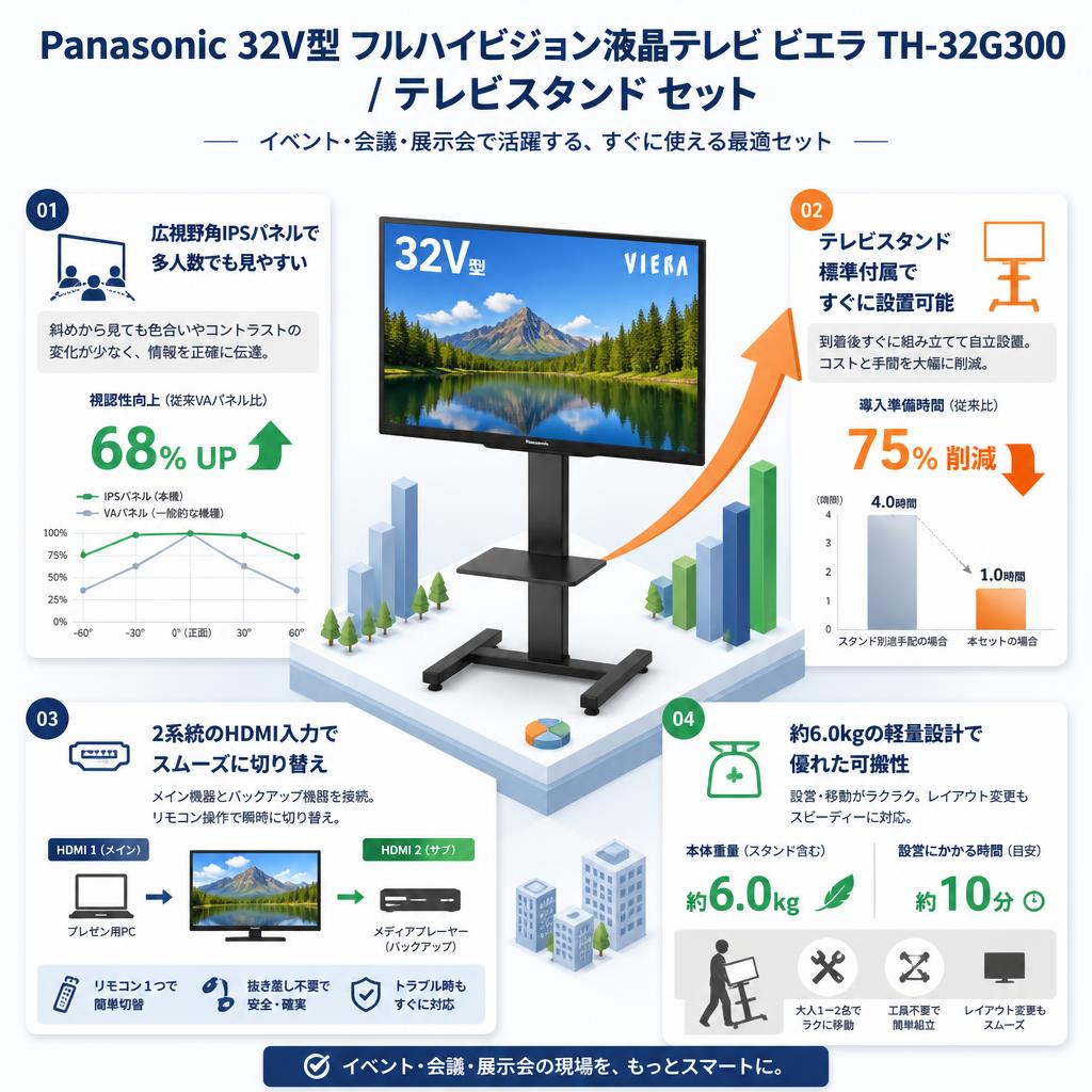 Panasonic 32V型 フルハイビジョン液晶テレビ ビエラ TH-32G300 / テレビスタンド セット セールスポイント