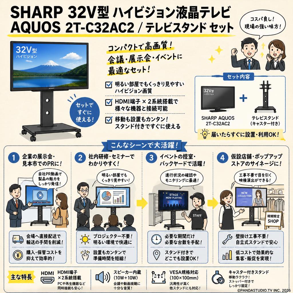 SHARP 32V型 ハイビジョン液晶テレビ AQUOS 2T-C32AC2 / テレビスタンド セット おもな対象のお客様