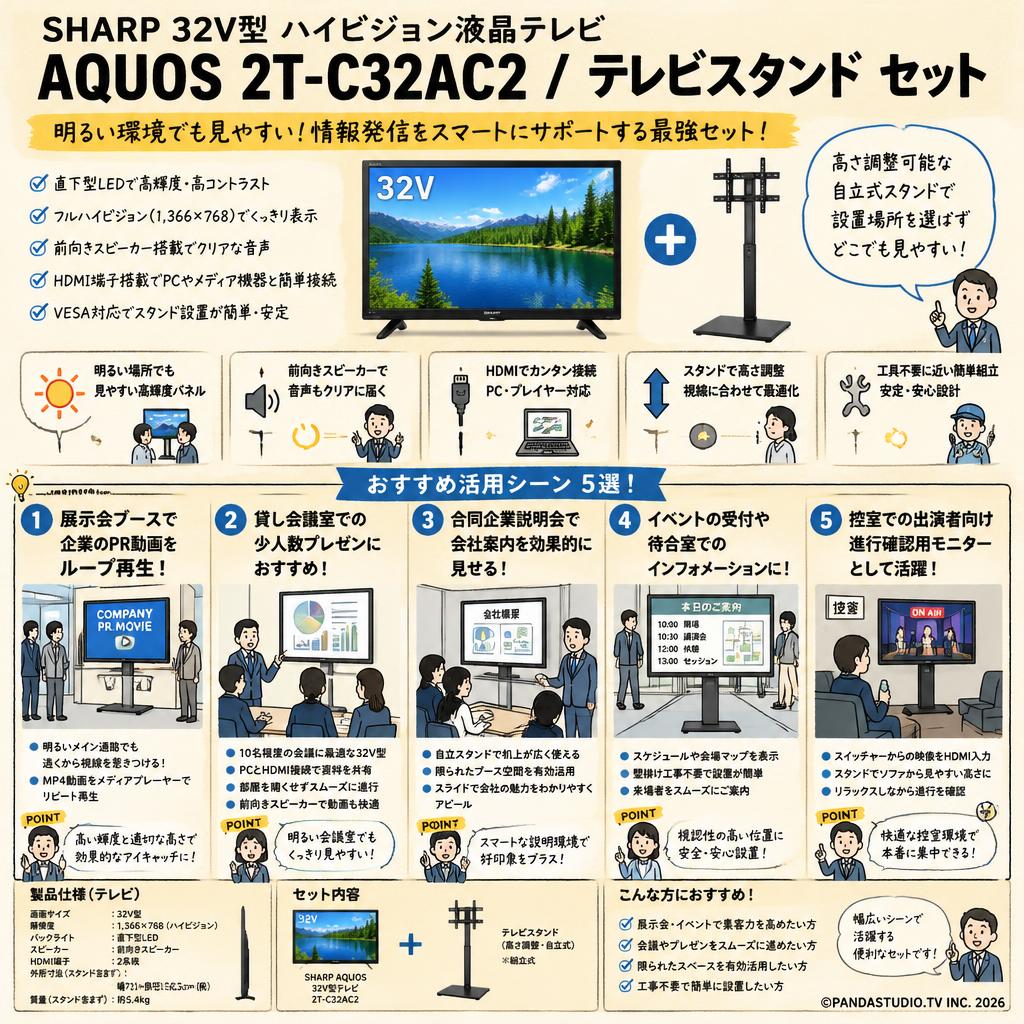 SHARP 32V型 ハイビジョン液晶テレビ AQUOS 2T-C32AC2 / テレビスタンド セット 用途