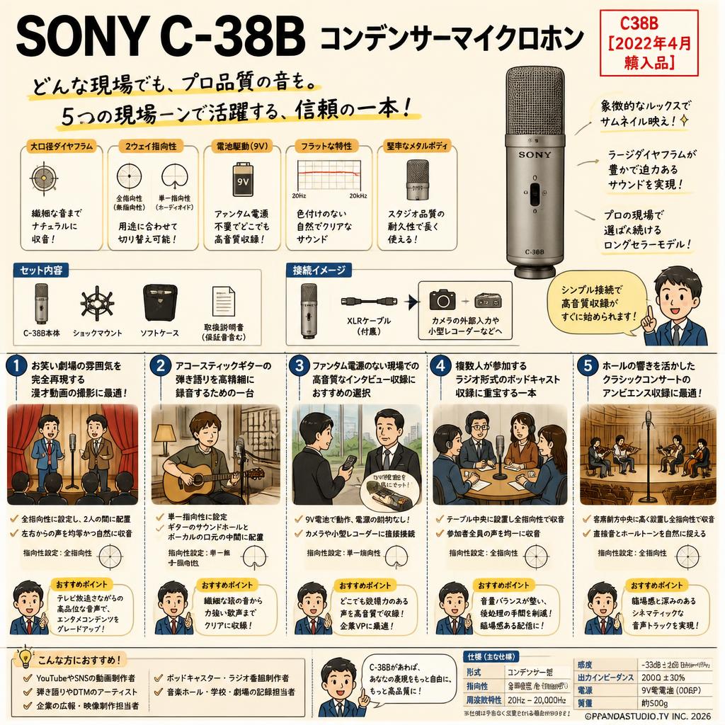 SONY C-38B コンデンサーマイクロホン C38B【2022年4月購入品】 用途