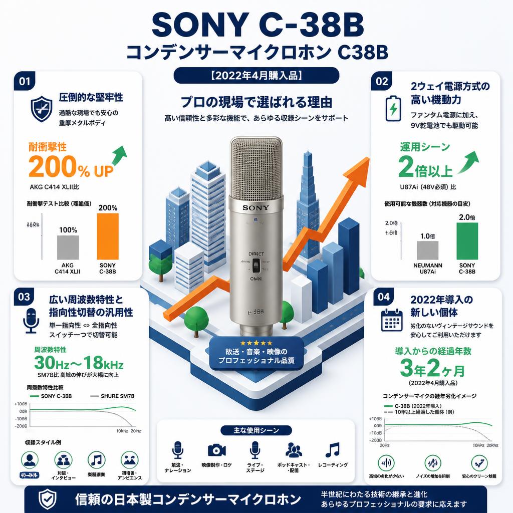 SONY C-38B コンデンサーマイクロホン C38B【2022年4月購入品】 セールスポイント
