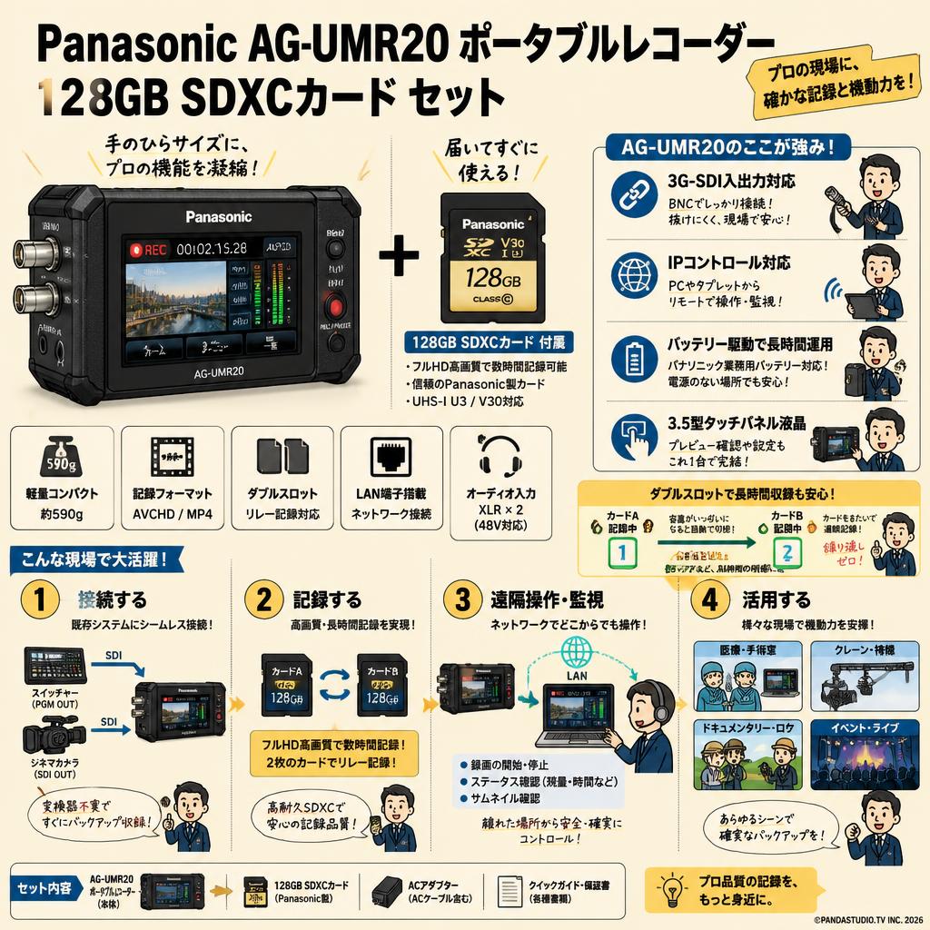 Panasonic AG-UMR20 ポータブルレコーダー /  128GB SDXCカード セット 概要