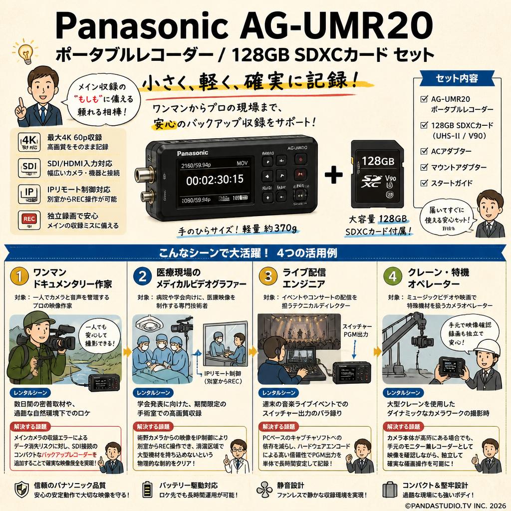Panasonic AG-UMR20 ポータブルレコーダー /  128GB SDXCカード セット おもな対象のお客様