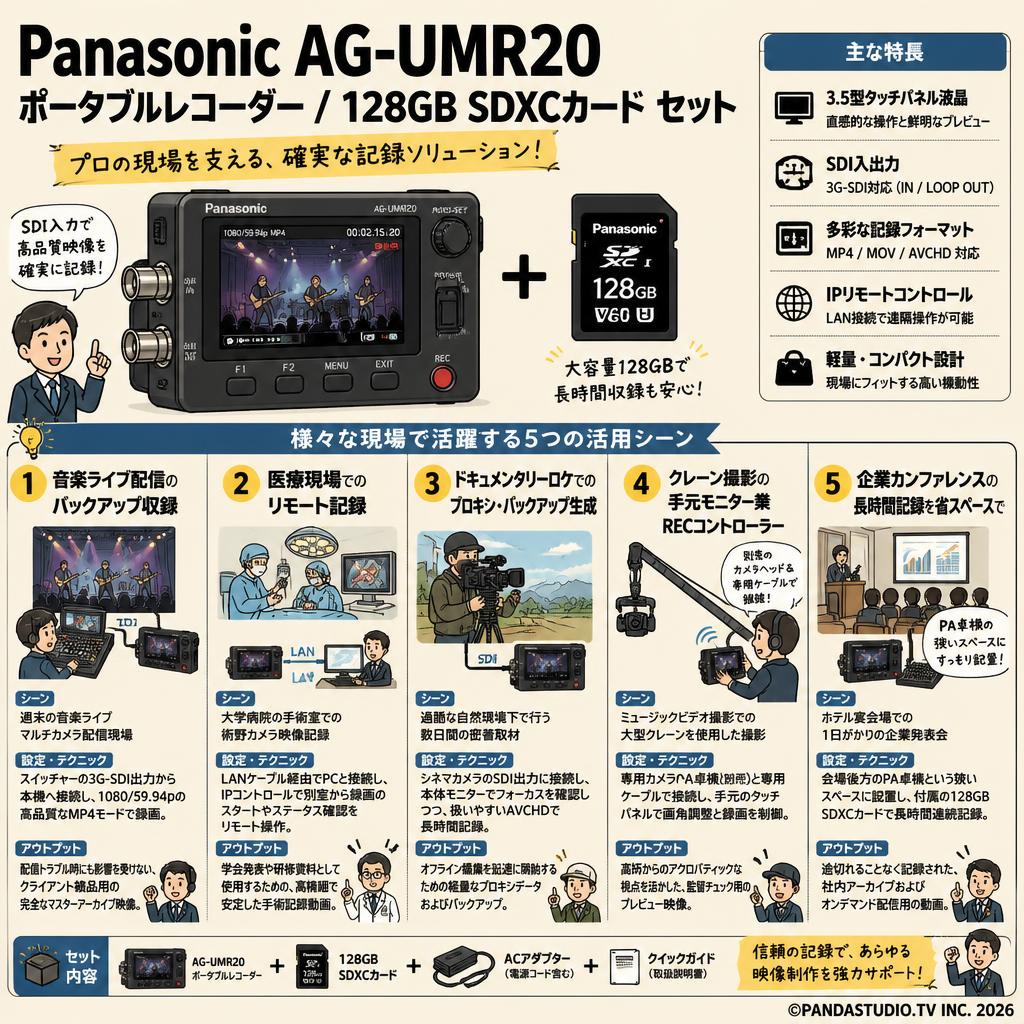 Panasonic AG-UMR20 ポータブルレコーダー /  128GB SDXCカード セット 用途