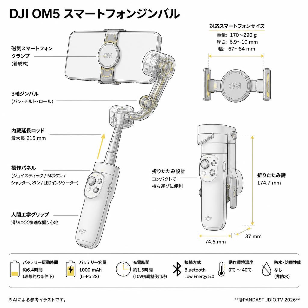 DJI OM5 スマートフォンジンバル スペック