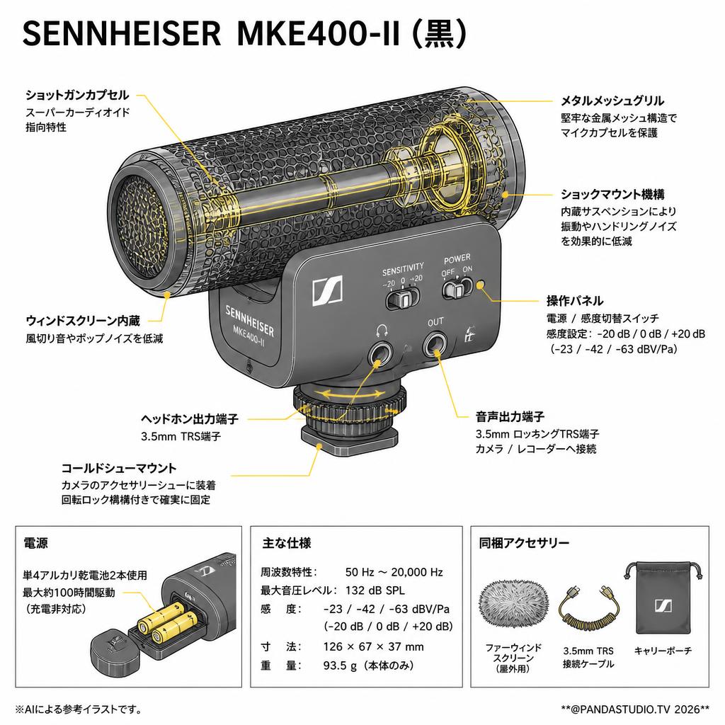 SENNHEISER  MKE400 -II (黒) スペック