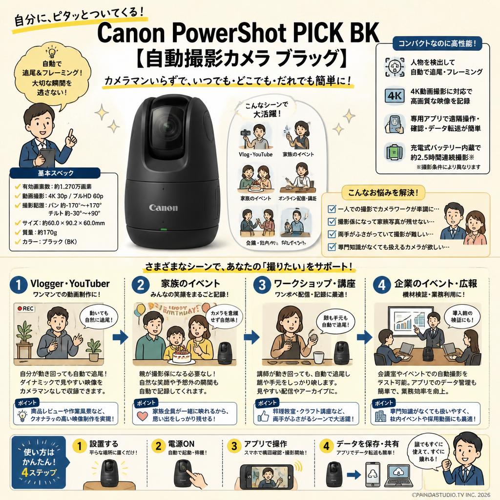 Canon PowerShot PICK BK [自動撮影カメラ ブラック] おもな対象のお客様