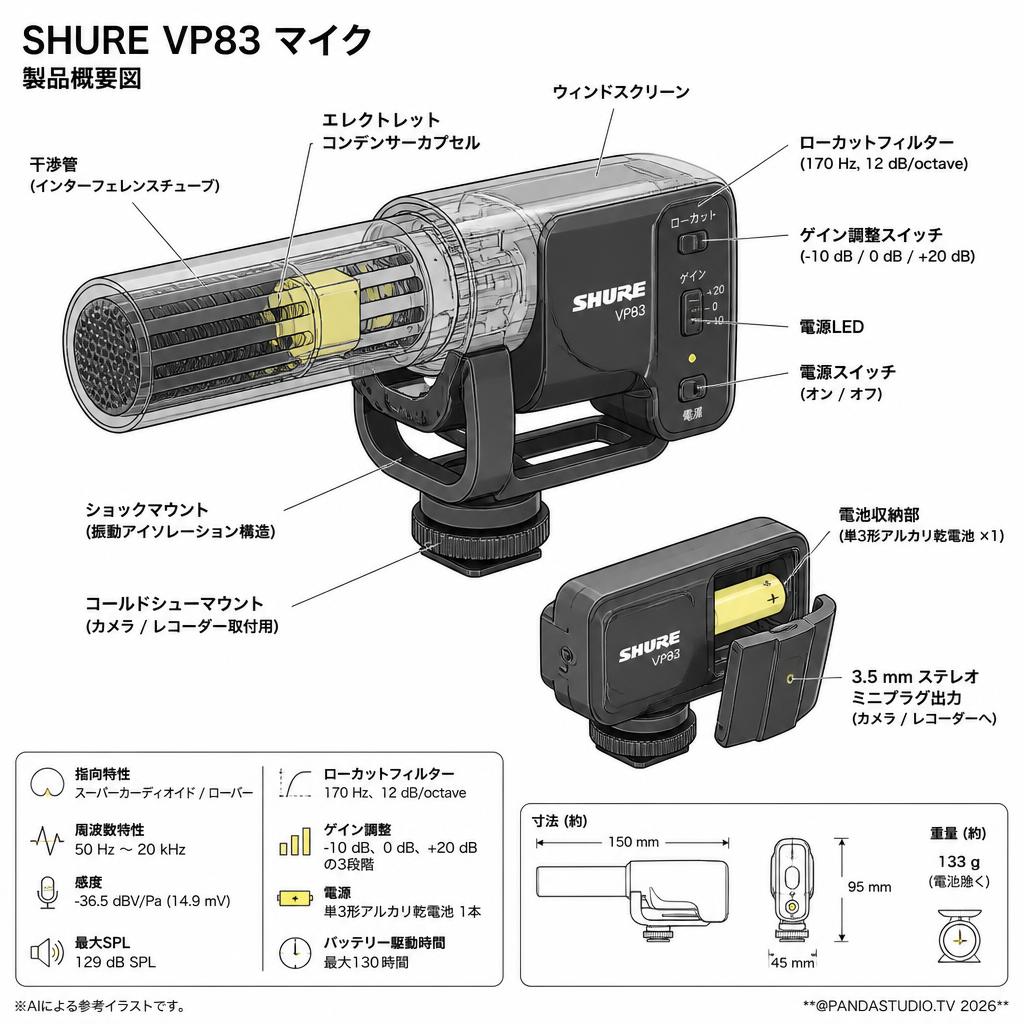 SHURE VP83 マイク スペック