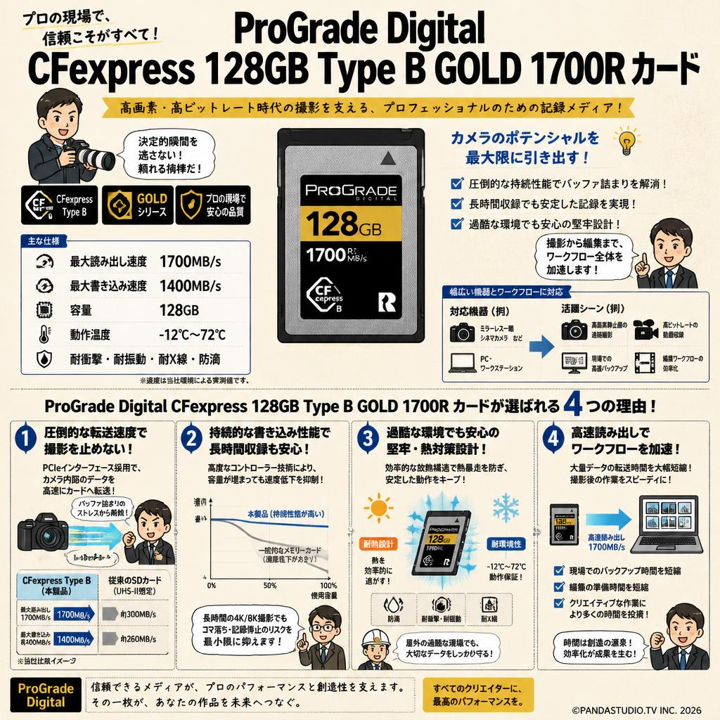 ProGrade Digital CFexpress 128GB Type B GOLD 1700R カード | パンダ