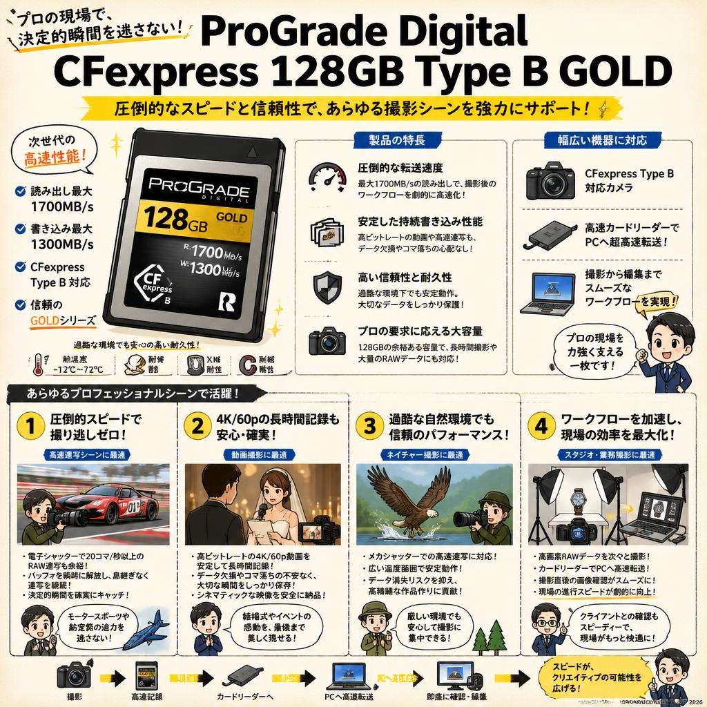ProGrade Digital CFexpress 128GB Type B GOLD 1700R カード | パンダ